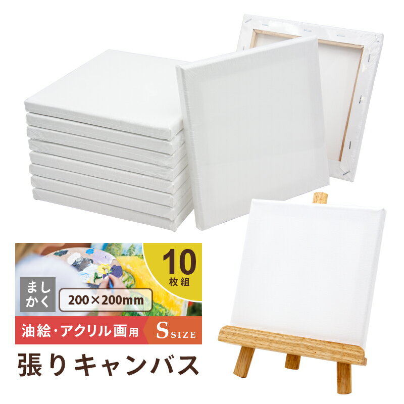 キャンバスボード 10枚セット 20cm×20cm 中目 張りキャンバス Sサイズ 油絵キャンバス 油彩 ファーストアート アクリル画 木製フレーム 軽量 正方形 アクリル画 画材 絵画 スケッチ 絵画ボード 無地 ホワイト 厚手 子供 初心者 個包装 画布 絵画教室 部屋飾り