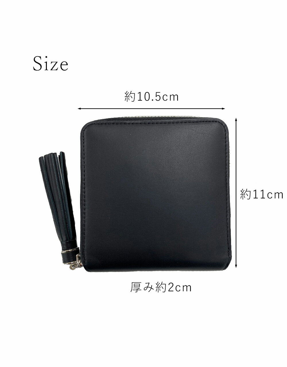 タッセル折財布 本革 レザー カーフ ファスナー財布 ボックス型小銭入れ きれいめ 上品 シンプル　メイドインジャパン ギフト プレゼント 誕生日 牛革 BLUE MONDAY レディース かわいい