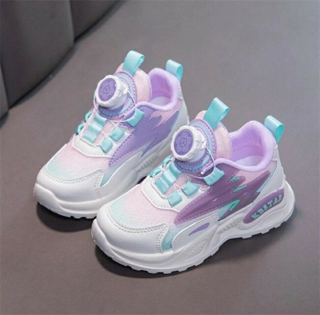 ダイヤル式 キッズ 子供 シューズ ジュニア ランニング スリッポン メッシュ スニーカー 幅広 男子 女子 小学生 運動 軽量 カップインソール 　女の子　男の子　靴　紐なし キッズ ジュニア ベビー ぺたんこ 　韓国靴 シンプル 子供用 靴 アウトドア ピンク 4colors