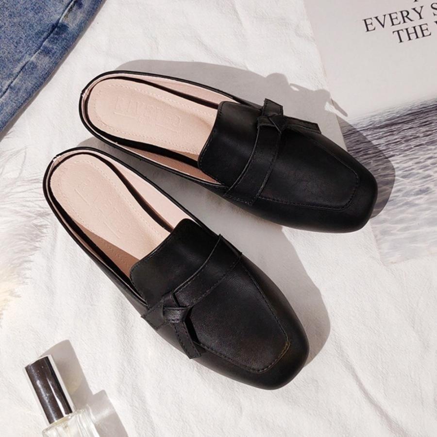 乐天商城 - ミュール レディース ローファー式 サボサンダル パンプス ストラップ かかとなし フォーマル ぺたんこ 優雅 歩きやすい オフィス 仕事 職場 サマーオシャレ