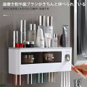 お買い物マラソン【P5倍】歯磨き用歯ブラシラック 歯磨き粉や歯ブラシがきちんと併べられている 無穿孔磁気吸入水を切る 自働搾り歯磨き粉 物置棚 思いやりの大きい...