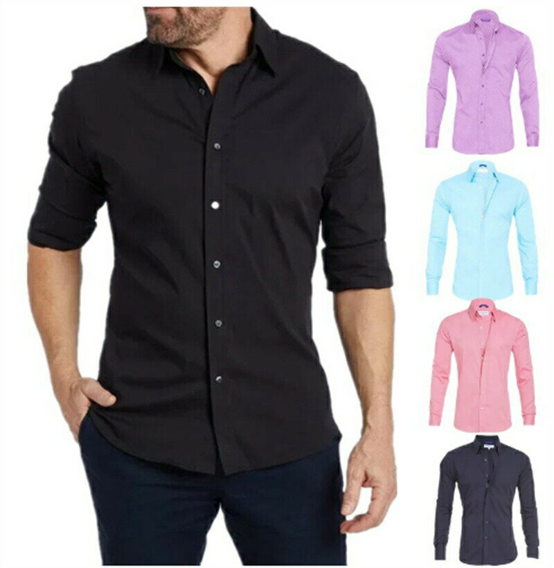 Long-Sleeve （Shape Holding） - ワイシャツ シャツ メンズ 半袖 夏服 隠しファスナー 大きいサイズ スタンドカラー 形態安定 イージーケア パーフェクトノーアイロン ゆったり 吸汗速乾 汗染み防止 透湿素材 薄手春服 秋服