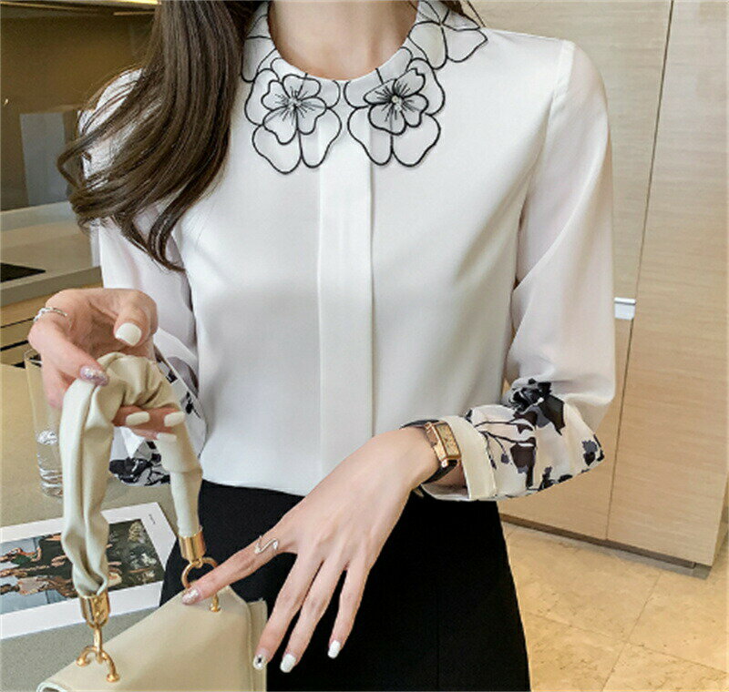 レディース ブラウス オシャレ 春夏 40代 30代 50代 ブラウス シフォンブラウス 長袖 半袖 ブラウス オフィス エレガント 韓国風 通勤 OL 花柄 大人 シャツ 着痩せ ブラウス ゆったり カジュアル ウエア トップス