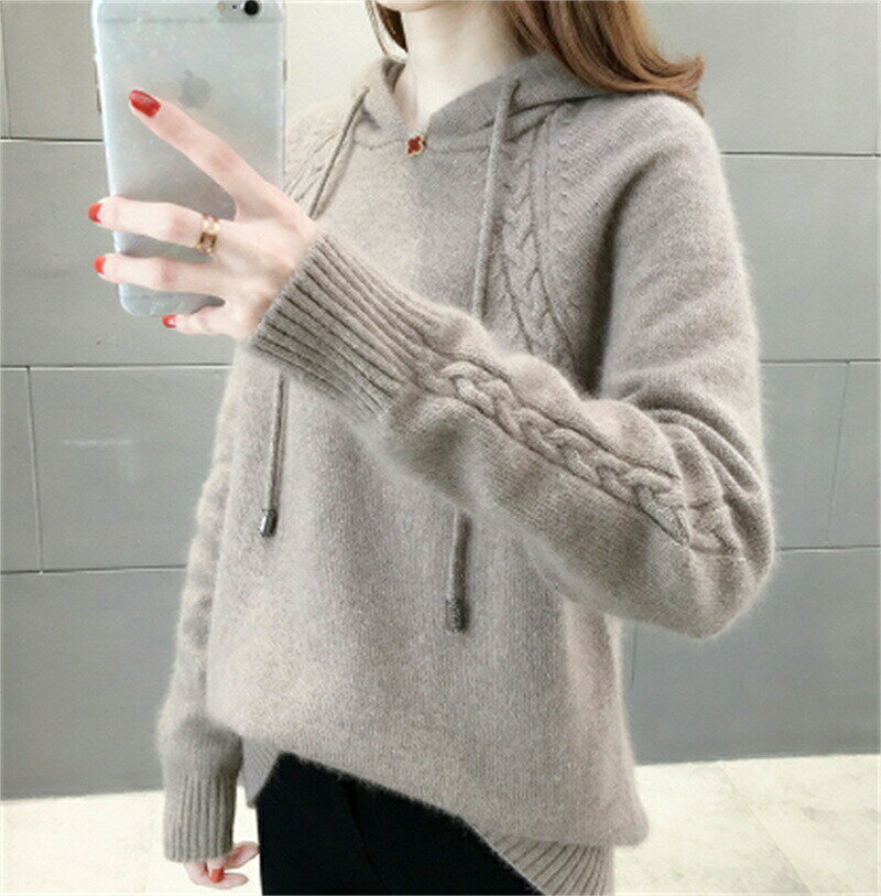 No Sleeve Knit - ニットセーター レディース 秋冬 長袖 フード付き セーター メリヤス トップス カットソー ニットウェア おしゃれ 大きいサイズ 暖かい 通勤 大人 上品 着痩せ 20代 30代 40代 50代 韓国風