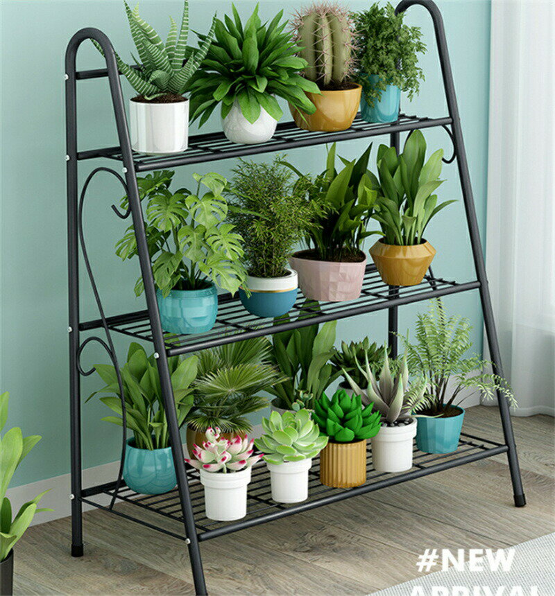 フラワースタンド 3段 多機能収納ラック アイアン製 シューズラック ガーデンラック 収納棚 屋外 室内 ..