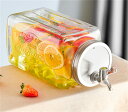 ドリンクサーバー ガラス ドリンク サーバー 大容量 3L 飲料ボトル貯蔵タンク 蛇口付き 保存容器 密閉缶 キッチン収納
