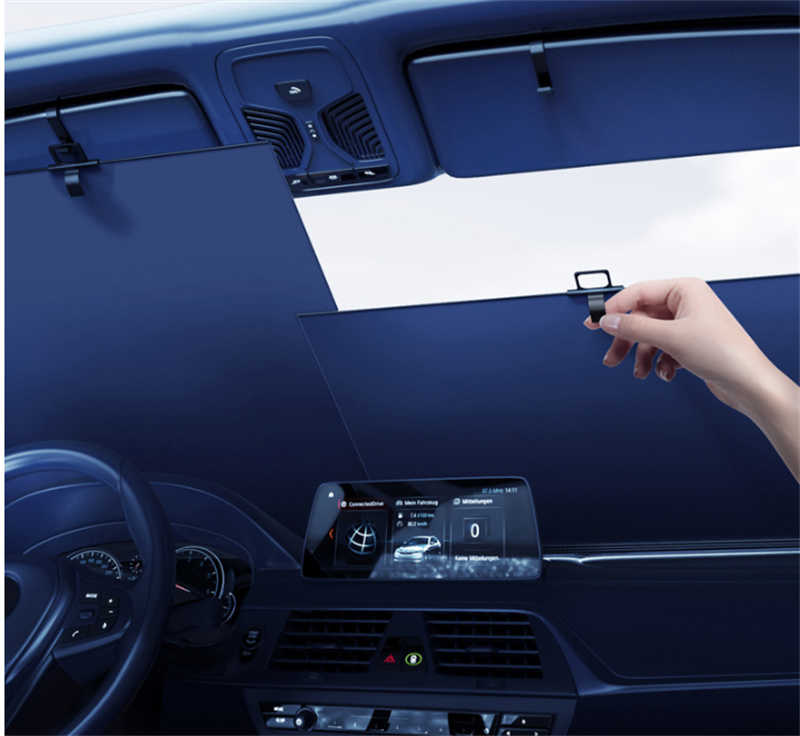 「動画あり」車用 サンシェード 車 フロント日除け 遮? 車載 遮光シェード ガラスサンシェード ロール..