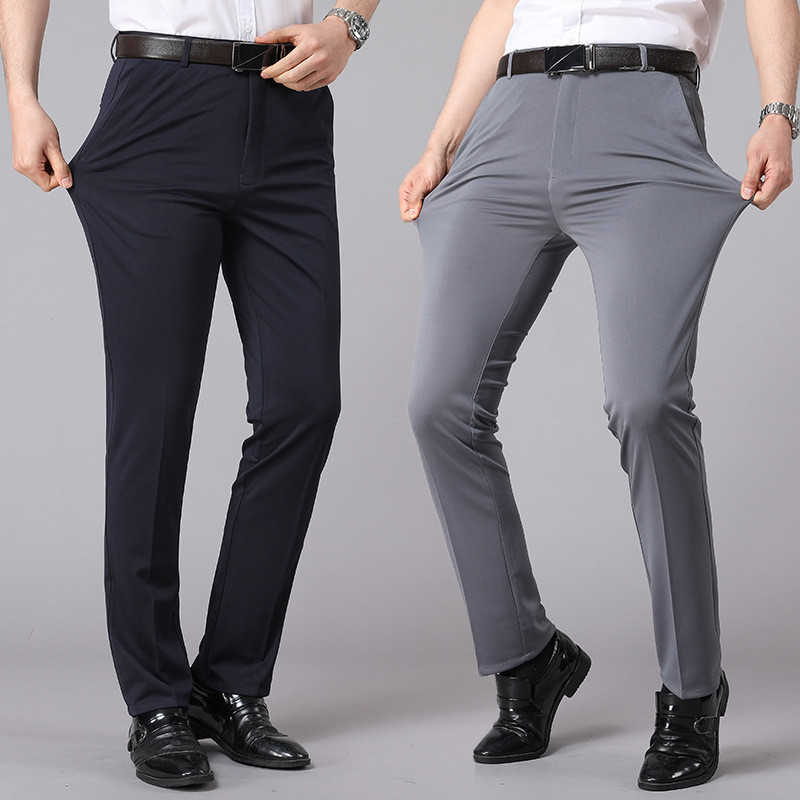 Skinney Pants - スリム 接触冷感 メンズ 夏用 お得な2本セット！スラックス 秋 ビジネス チノパン ロングパンツ ストレッチ 夏用 大きいサイズ 長ズボン 洗える ビジネス ウォッシャブル スリム カジュアル ビジネス 美脚 おしゃれ 薄手 春夏 ストレッチパンツ