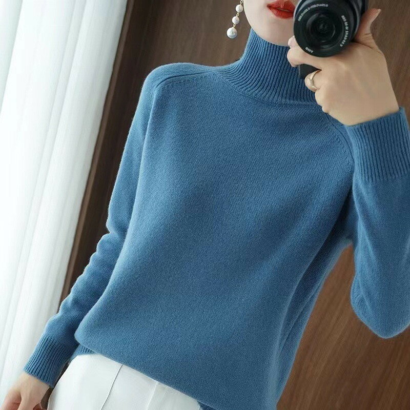 Turtleneck - カラーニット 暖かい レディース ハイネック 秋冬 ニットプルオーバー ニットトップス 長袖 ニットセーター 保温 洗濯可能 厚手 ボトルネック ボリュームスリーブ オーバーサイズ タートルネック あったか キレイめ シンプル お洒落 フェミニン 送料無料