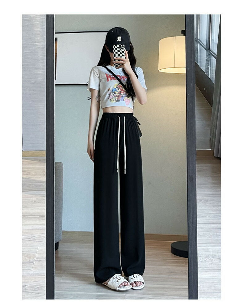 ハイウェスト ストレートパンツ イージーパンツ ロングパンツ パンツ レディース ワイドパンツ ガウチョパンツ ルームウェア 春 夏 パンツ