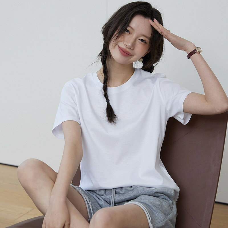 素色 - Tシャツ 仕事 無地 半袖 綿 送料無料 レディース コットン 半袖Tシャツ カットソー 送料無料 丸首 汗染み スーツ 肌触りいい 防止 オフィス ゆったり インナー シンプル 無地 カラーバリ チュニック 体型カバー カジュアル おしゃれ トップス