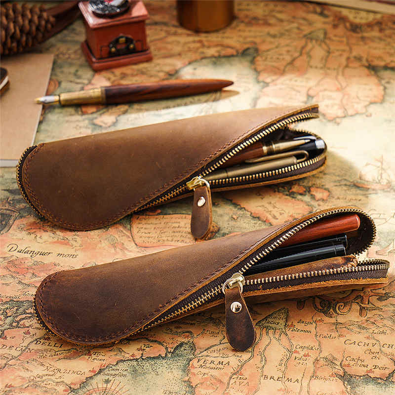 ペンケース 筆箱 S型 メンズ レディース おしゃれ シンプル オフィス 送料無料 大学 高校生 中学生 本革 ファスナー チャック 小さめ 大きめ スリム ふ...