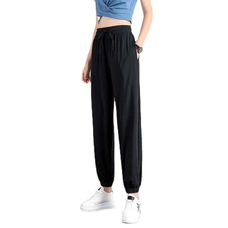 Capri Pants - 2枚セット パンツ レディース 接触冷感 ジョガーパンツ ジャージ 涼しい 体型カバー 夏 ひんやり ストレッチ ヨガパンツ ボトムス 薄手 ひんやりタッチ 快適 速乾 サラサラ サルエル ダンスパンツ 涼感 冷感パンツ おしゃれ ゆったり スポーツ 4色