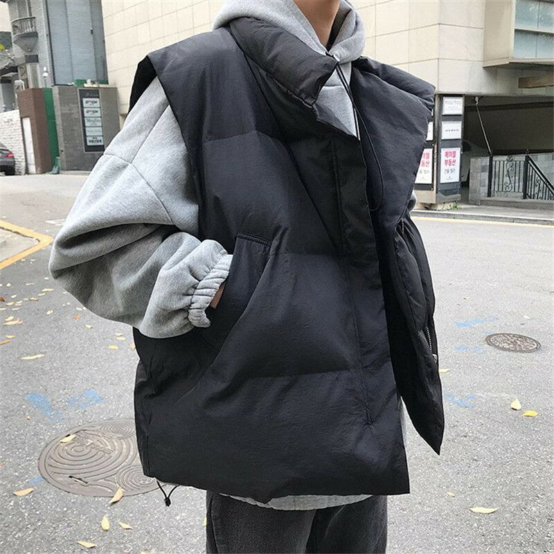 乐天商城 - レイヤード 中綿ベスト アウター S-3XL！ビッグシルエット ジップアップ カジュアルベスト 秋服 ファスナー メンズ ジャケット アウトドア ベスト 冬服 2XL L 厚手 お洒落 保温 防寒 S M 大きいサイズ XL 中綿