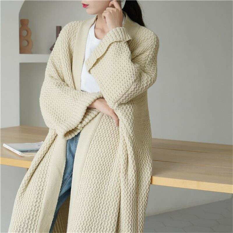 Nylon, Rayon, Polyester - ニットカーディガン ロングカーディガン アウター レディース 春秋 長袖 羽織り トップス ロング丈 Iライン ふんわり ビッグ 畦編み ドロップショルダー 大きいサイズ ゆったり 体型カバー 通勤 お出かけ