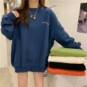 レディース トップス 長袖 トレーナー プルオーバー パーカー スウェット 春 秋 ロゴ 韓国風 オーバーサイズ ビッグシルエット ゆったり ワンポイント 大き...