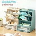 デスクオーガナイザー 卓上収納ボックス ペン立て 化粧ブラシ収納 文房具 大容量 引き出し付き 一体設計 分類収納 小物収納 オフィス収納 透明引き出し 卓上収...