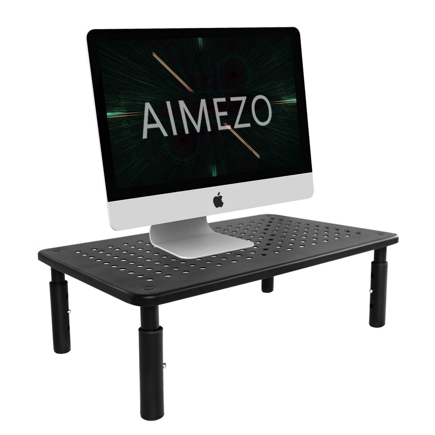 モニター台 机上ラック 3段階　卓上 スチール ブラック 高さ調整可 モニタースタンド 机上台 PCラック ..