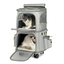 ペット用 キャリーバッグ キャスター付き 犬 猫 4輪 360度回転 二層トロリーバッグ 折りたたみ可 通気性 安定性 大容量 安定性 小型犬 猫 小動物 20...