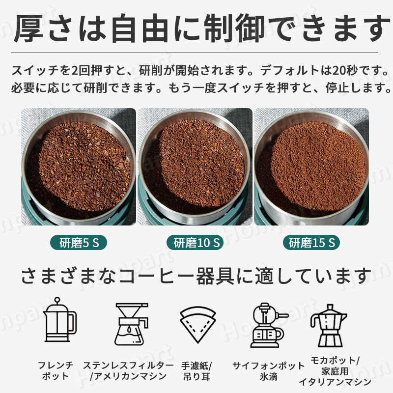 お買い物マラソン【P5倍】電動コーヒーミル ミル 電動ミル 胡椒ミル コーヒーグラインダー ミルミキサー 粉末 新着 コーヒー豆 Coffee ひき機 水洗い可能 豆挽き/緑茶/山椒/お米/調味料/穀物を挽く