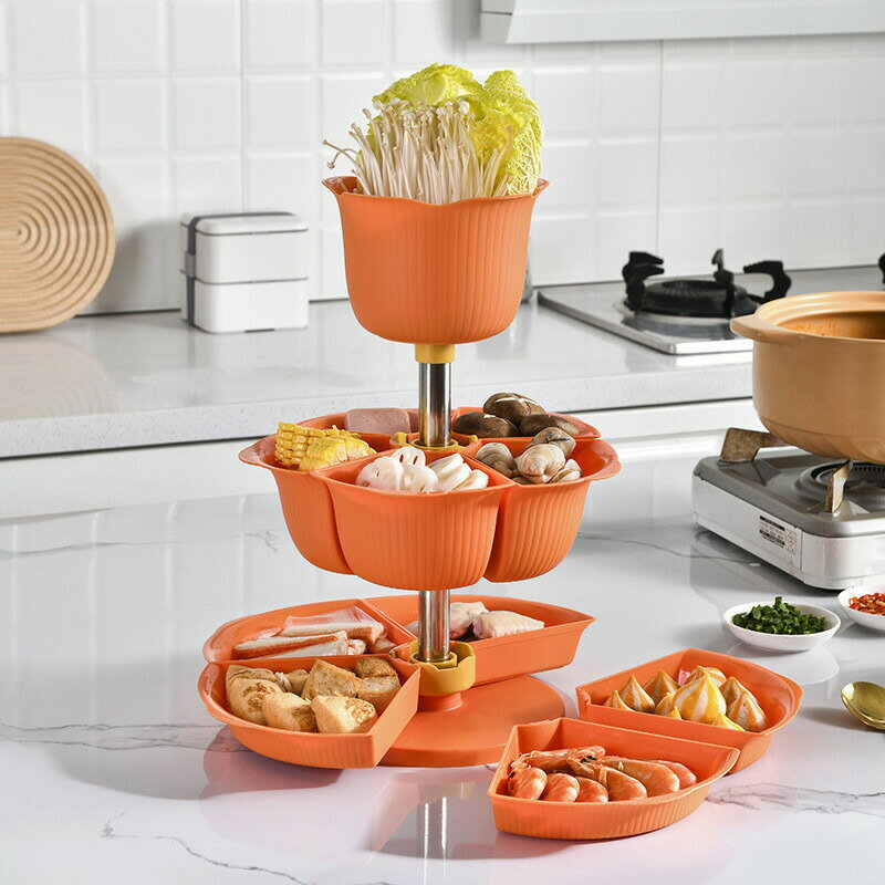 皿付き リム皿 料理収納3層2色取り外し可能　洗いやすい新婚 一人暮らし パーティー お洒落オシャレ家..