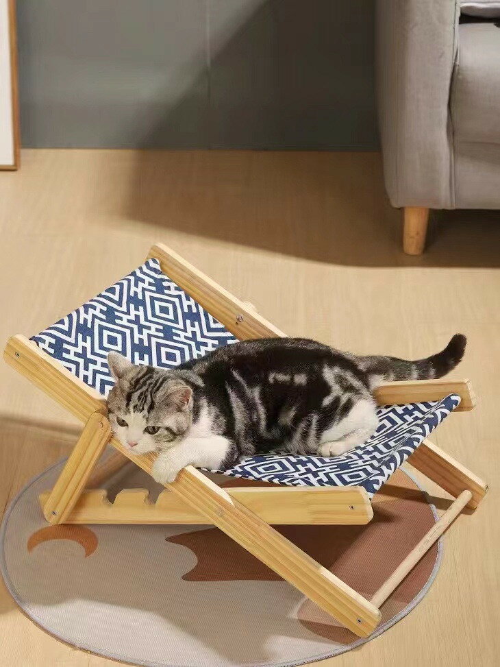 猫用チェア【組立簡単】ペットデッキチェア 4段階調節