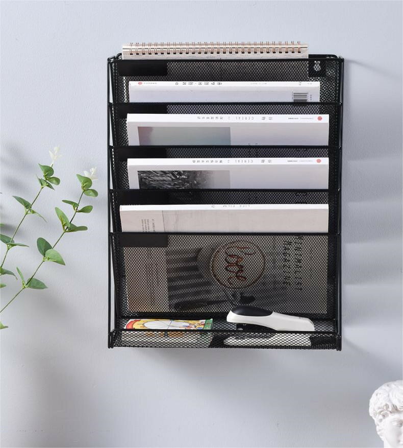 卓上収納ラック 6段 ファイルラック 書類トレー メッシュメタル 組み立て式 壁掛け書類ラック 多機能 新聞/雑誌/A4ファイル/フォルダー/書類入れ 机上用品 整理 収納(3.0)