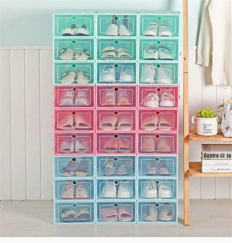 4個セット 33*24*13cm クリアシューズケース シューズボックス シューズケース ス...