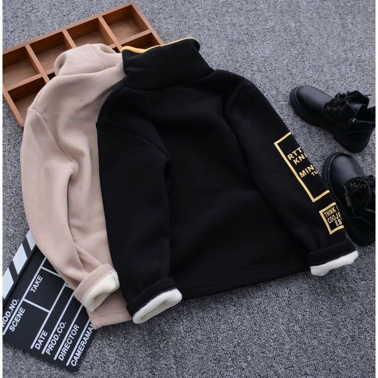 パーカー tシャツ インナーシャツ トップス 裏起毛 あつたか 長袖 秋冬 ハイネック 子供服 プルオーバー 厚手 防寒服 カジュアル ゆったり 女の子 男の子 キッズ こども 可愛い きれいめ //卒園式/入学式/パーティ ブラック ブルー ベージュ 110-160cm