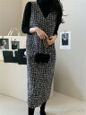 ジャンパースカート 大人 ロング サロペットスカート vネック チェック マキシ丈 オールインワン ワンピース レディース 春 秋 冬 綿 ノースリーブ 大きい...