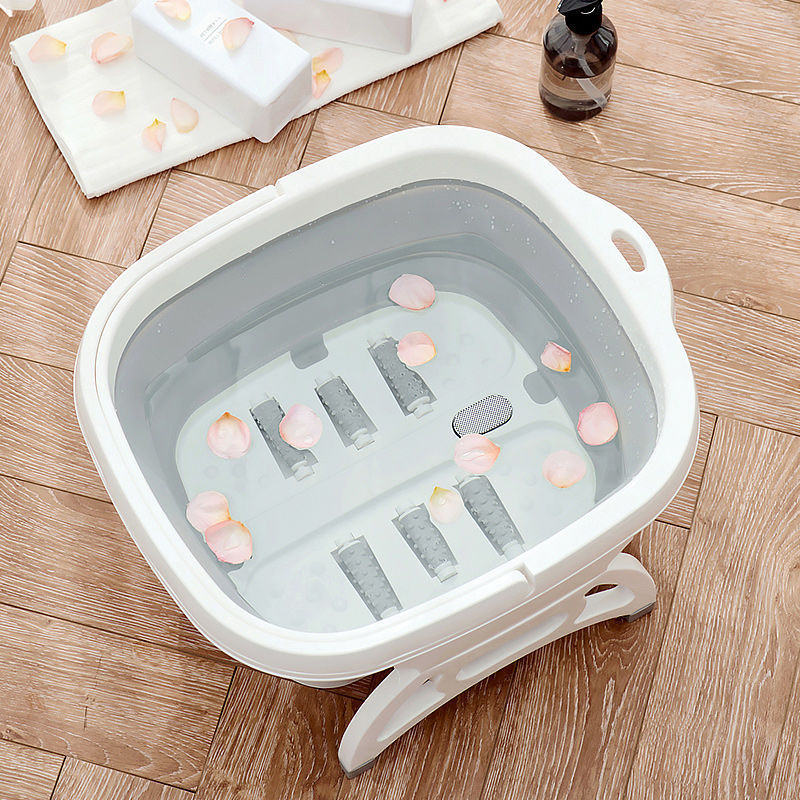 フットバス ボウル 足浴器 保温 折りたたみ フットマッサージャー 足裏 足湯 バケツ 深 足温器 フット..