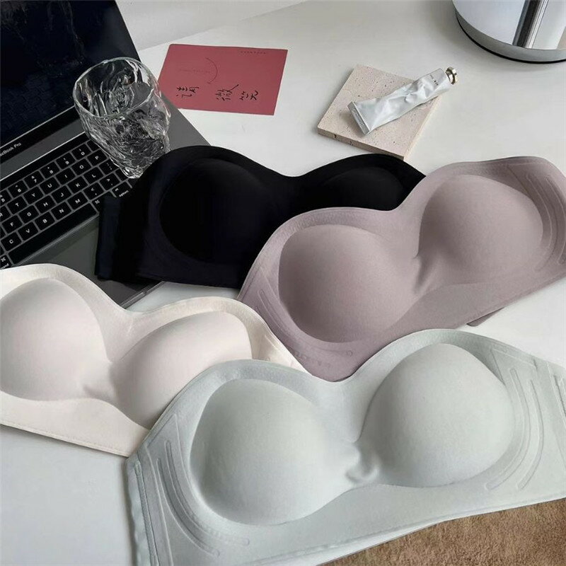 バストアップ ストラップレス 脇高 tシャツブラ ブラストラップレス ボリュームアップ ブラ紐なし シームレスブラ ブラジャー ズレにくい 無地 肩紐なし バックホック 極厚 極厚 育乳 内蔵パッド おしゃれ ノンワイヤー