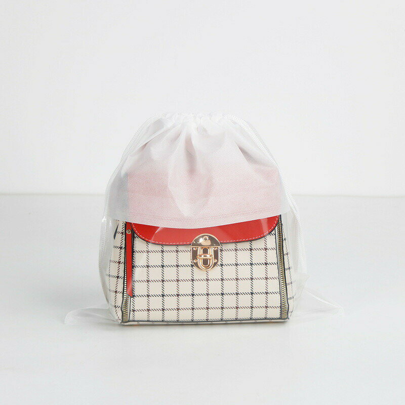 防塵カバー 袋 鞄保管用 巾着袋 見やすい バッグ収納 保管 防カビ 不織布 中が見える収納 クリア 折りたたみ ホコリよけ 8枚セット！バッグ保護 カバン ポーチ お片づけ 整理 巾着 防湿