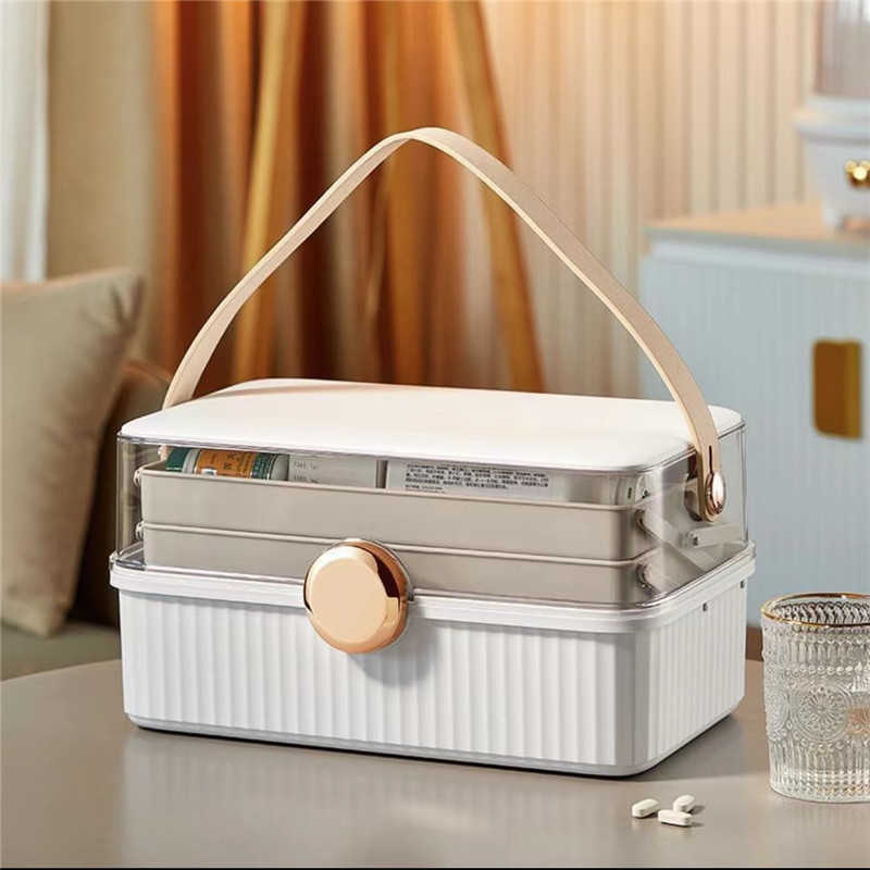 救急箱 薬箱 シンプル おしゃれ 多機能収納ケース 薬箱 大容量 薬ケース 大容量 3層 3段収納 仕切り板 ..