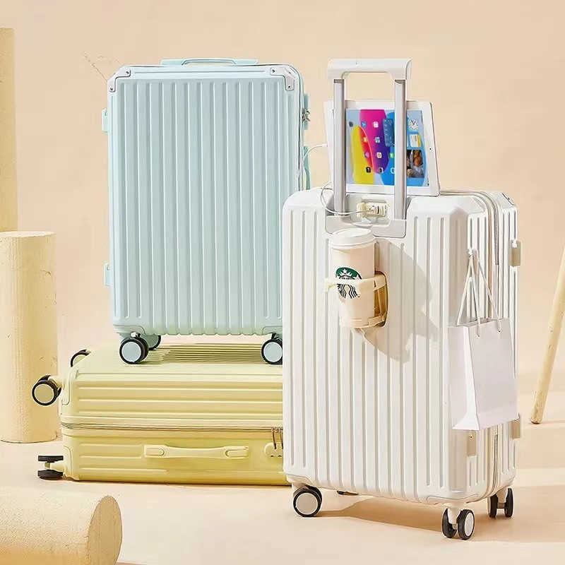 スーツケース キャリーケース 50L キャリーバッグ USB充電口 ファスナー式 超軽量 大型 耐衝撃 静音 ダブルキャスター 360度回転 旅行 ビジネス 出張 ホワイト Mサイズ（3-5泊）