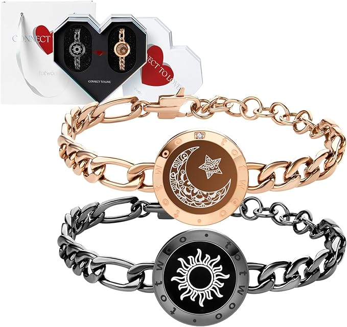 長距離タッチブレスレット 遠距離 カップルペアブレスレット Bluetooth接続 ギフトプレゼント記念日 ア..