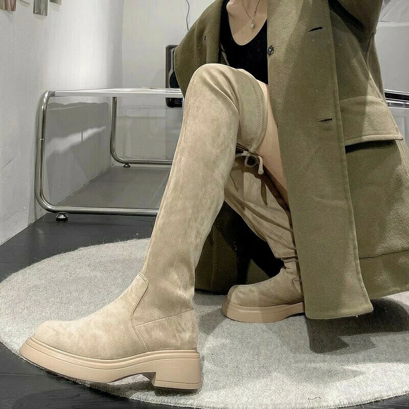 ロングブーツ　ニーハイブーツ 美脚 ブーツ ローヒール 大きいサイズ 痛くない 小さいサイズ ゆったり ..