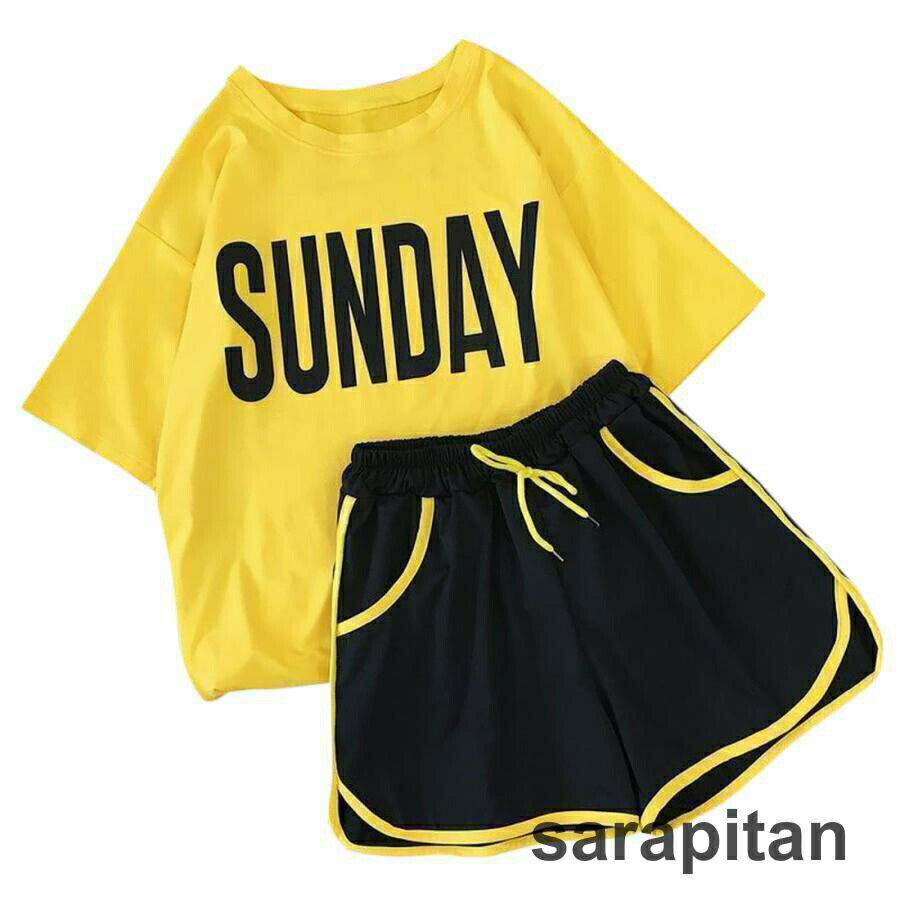 半袖Tシャツ ショートパンツ セットアップ 上下セット レディース トップス ボトムス 夏 ラウンドネック ショーパン ロゴ スポーティ カジュアル