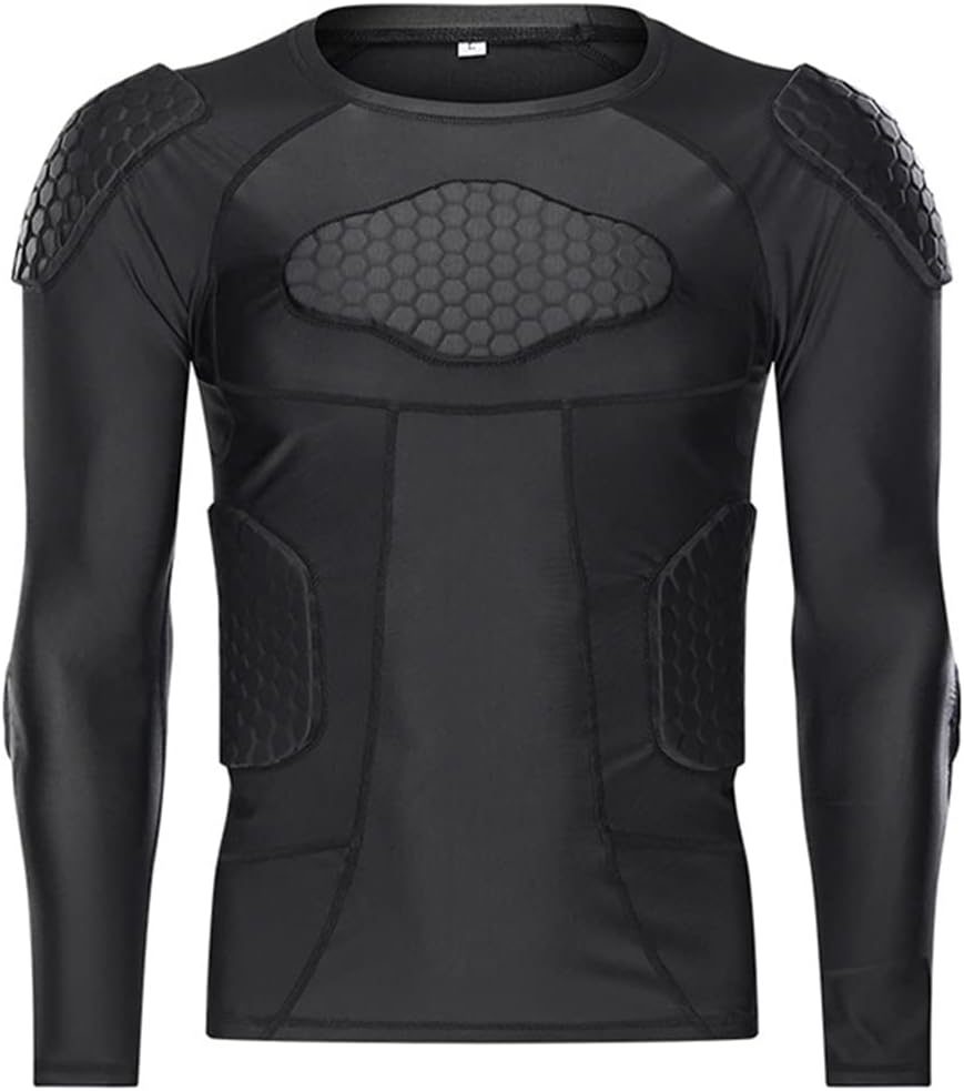 ボディープロテクター インナープロテクター メンズ 長袖 パッド入り スポーツウェア Tシャツ フットボール バスケットボール ラグビー