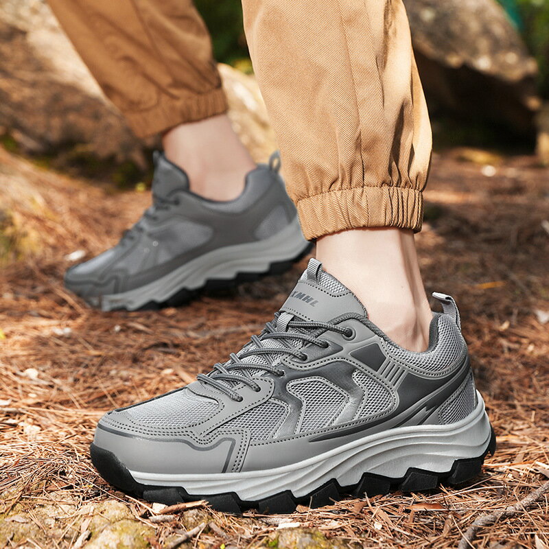 トレッキングシューズ メンズ アウトドア ハイキングシューズ 衝突防止レザー レディース 登山靴 大きいサイズ キャンプシューズ 軽量 防滑 軽