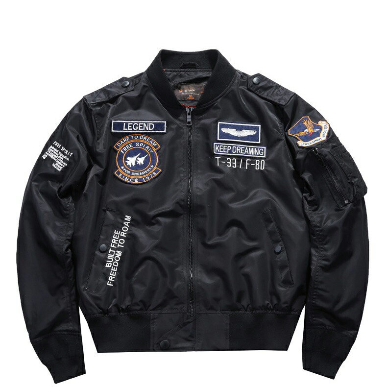 フライトジャケット メンズ ミリタリージャケット MA-1 メンズ 刺繍 立ち襟 英文字 個性 カジュアル オシャレ コートジャケット