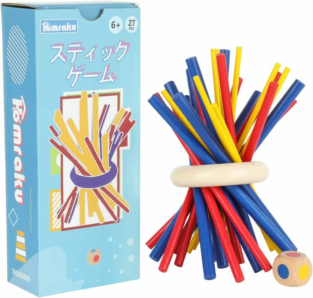 木製バランスゲーム Homraku ボードゲーム 立体パズル 積み木ブロック ドミノブロック テーブルゲーム 子供も大人も老若男女楽しめる おもちゃ 収納ケース付き 27PCSのサムネイル