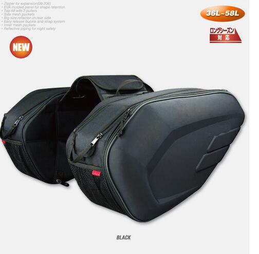 バイク大容量　ツーリングバッグ　サイドバッグ　上質　リュックサック　バッグ　左右セット　ブラック(炭素繊維)