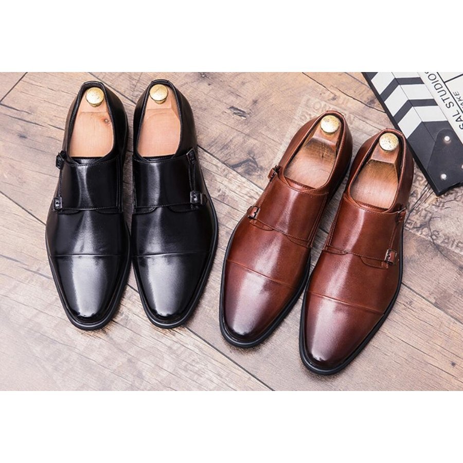 ビジネスシューズ メンズ ウォーキング ブラック ブラウン 軽量 大きいサイズ 24cm〜29cm 革靴 紳士靴 モンクストラップ
