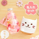 母の日 猫 プレゼント 癒し 誕生日プレゼント 女友達 ギフト 猫グッズ 湯呑み 母 60代 50代 名入れ 【 桜 ハーバリウム にゃんこ 湯呑 セット 】 ...