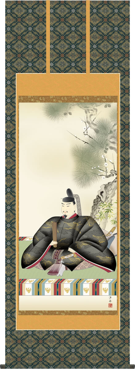 Rakuten - 天神様掛軸-天神/小野洋舟(尺八・柄合わせ)床の間 和室 初節句 新年 お祝い 大きめ 掛け軸 モダン オシャレ 表装 道真公[送料無料]
