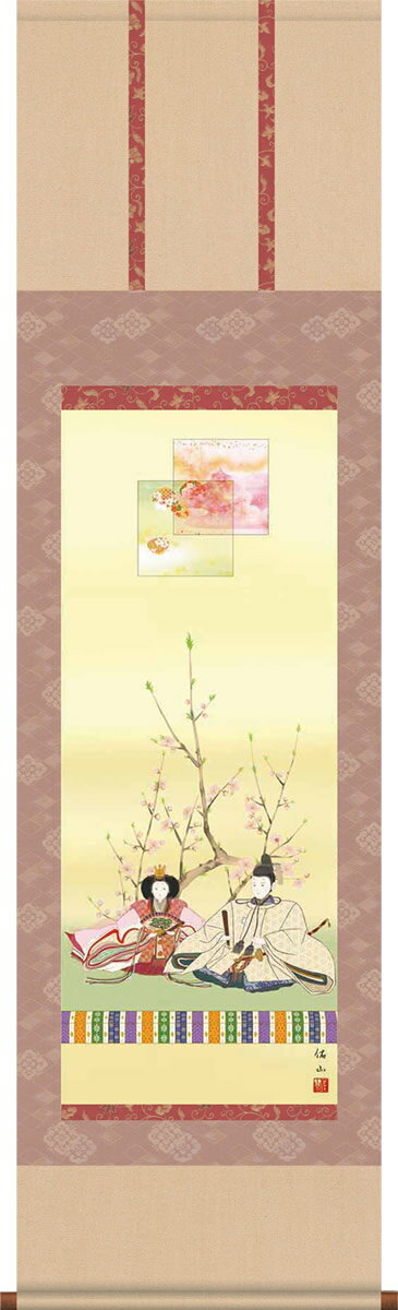 掛け軸-段雛／奥居 佑山（尺三）お雛様