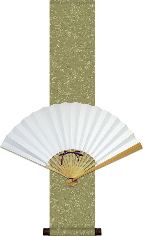 舞緞子短尺扇子掛け・緑（楽天・掛け軸の【ほなこて】楽天市場店）