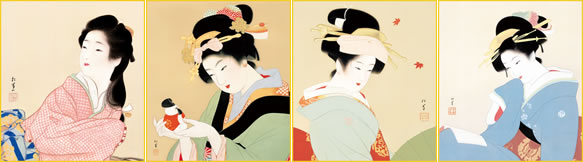 乐天商城 - 模写複製画色紙4枚セット-松園名画選（色紙掛け軸とともにどうぞ）