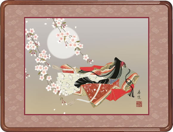 隅丸和額-小野小町/西尾 香悦 [長押 壁掛け 女桑額 節句画額]送料無料